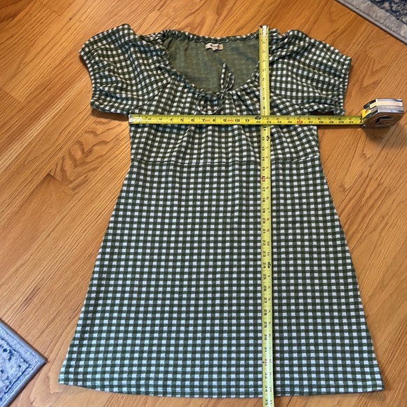 Madewell Green Gingham Check Jacquard Puff Sleeve Minidress Size XL NF940 - Picture 4 of 11